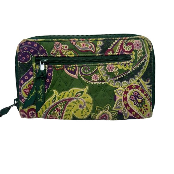 Vera Bradley Chelsea Green Zippered Wallet with wrist strap - Picture 2 of 10